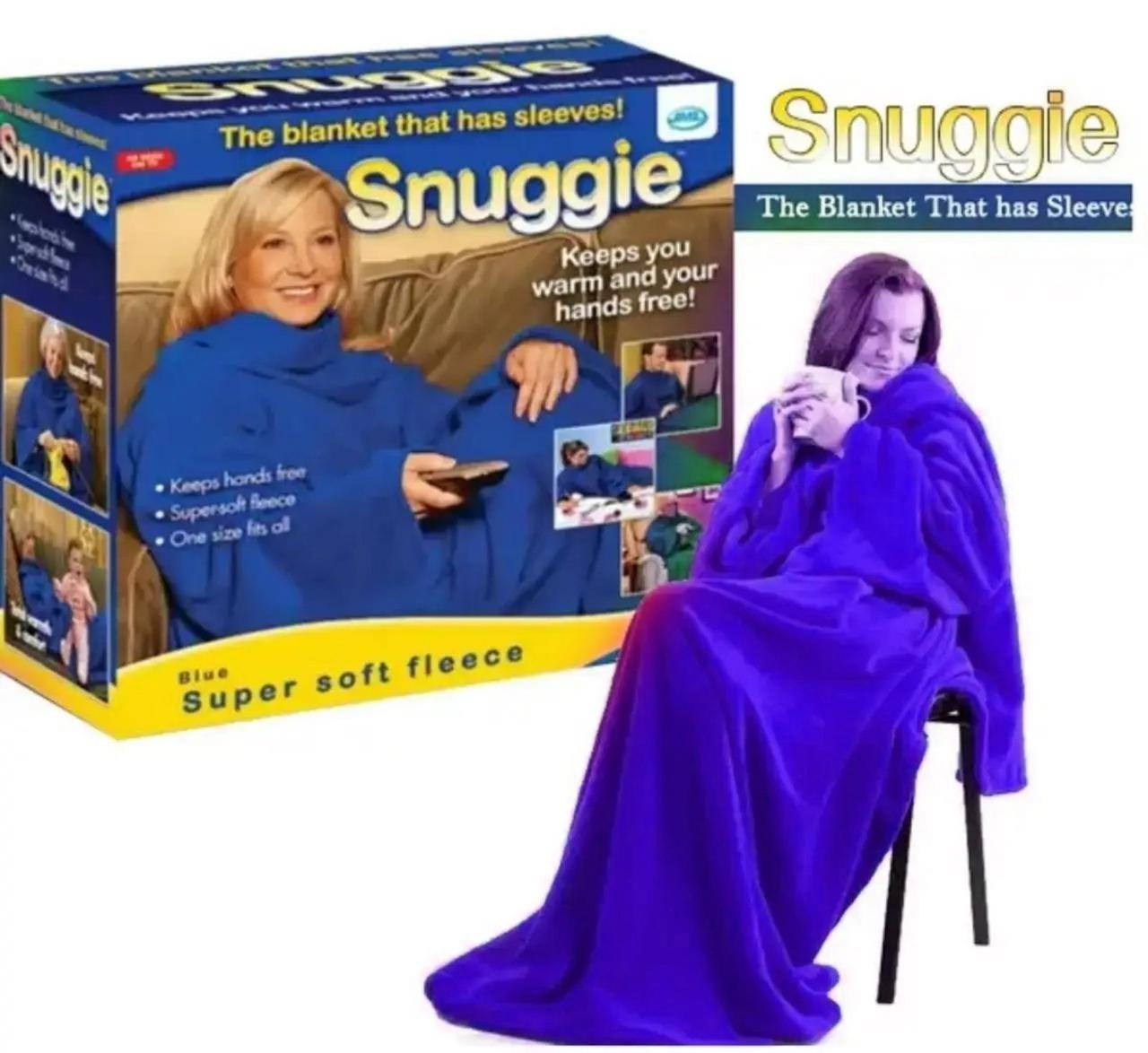Плед зігрівальний із флісу з рукавами Snuggie (Снаги) синій