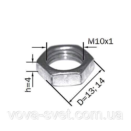 Гайка сталева М10 (товщина — 4 мм), фото 1