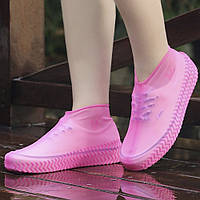 Чехлы Бахилы для защиты обуви от дождя резиновые 1 пара L р. 40-44 Розовый Хіт продажу!