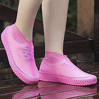 Чохли Бахили для захисту взуття від дощу гумові 1 пара М р. 35-39 Рожевий