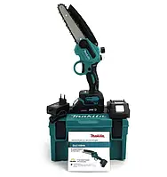 Аккумуляторная бесщеточная мини цепная пила Makita DUC155 с автосмазкой цепи (2шт 24V 4A) для обрезки деревьев