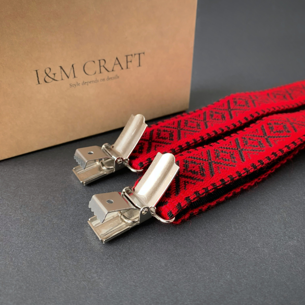 Подтяжки для брюк I&M Craft красные с Украинской вышивкой (030129) - фото 3 - id-p276542057