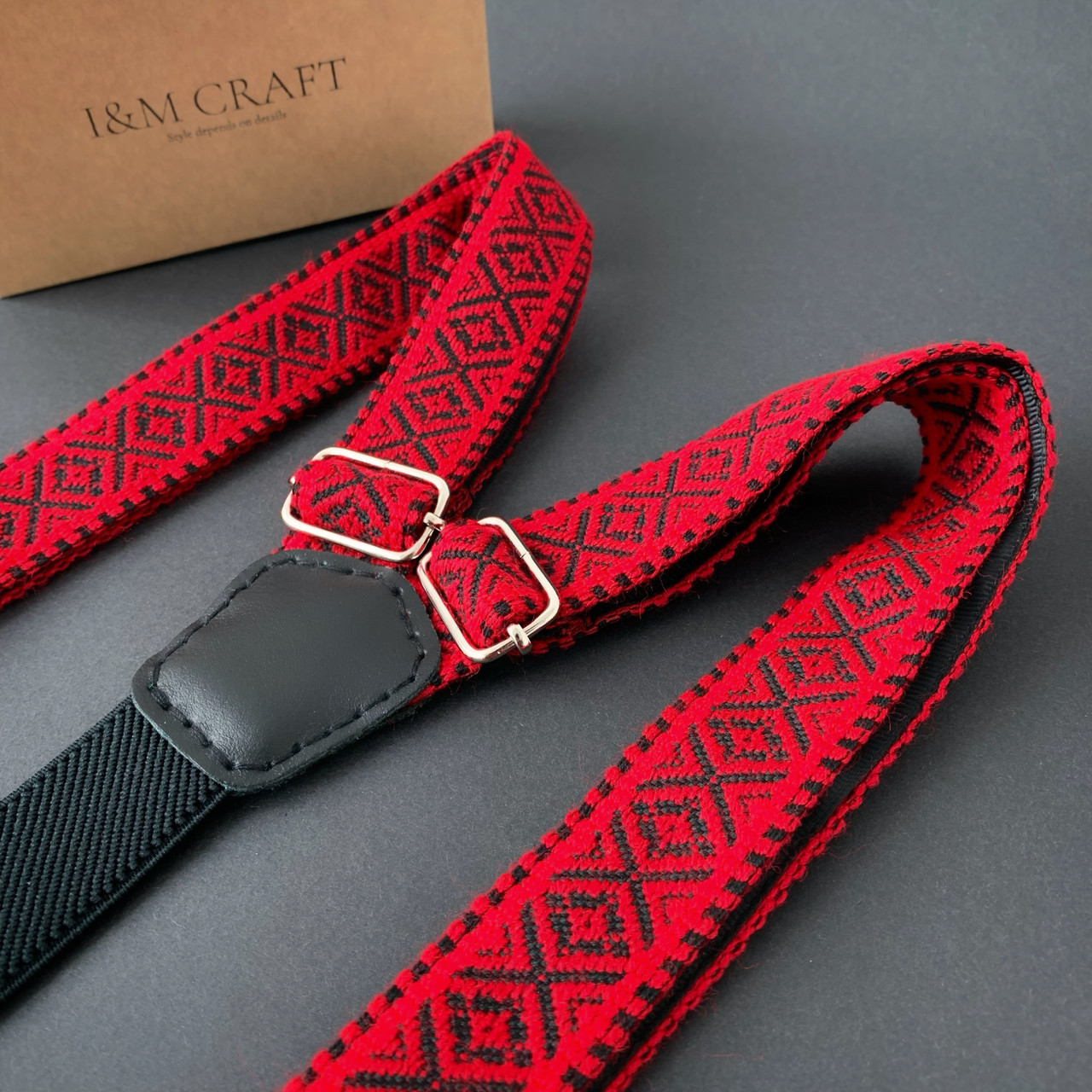 Подтяжки для брюк I&M Craft красные с Украинской вышивкой (030129) - фото 1 - id-p276542057