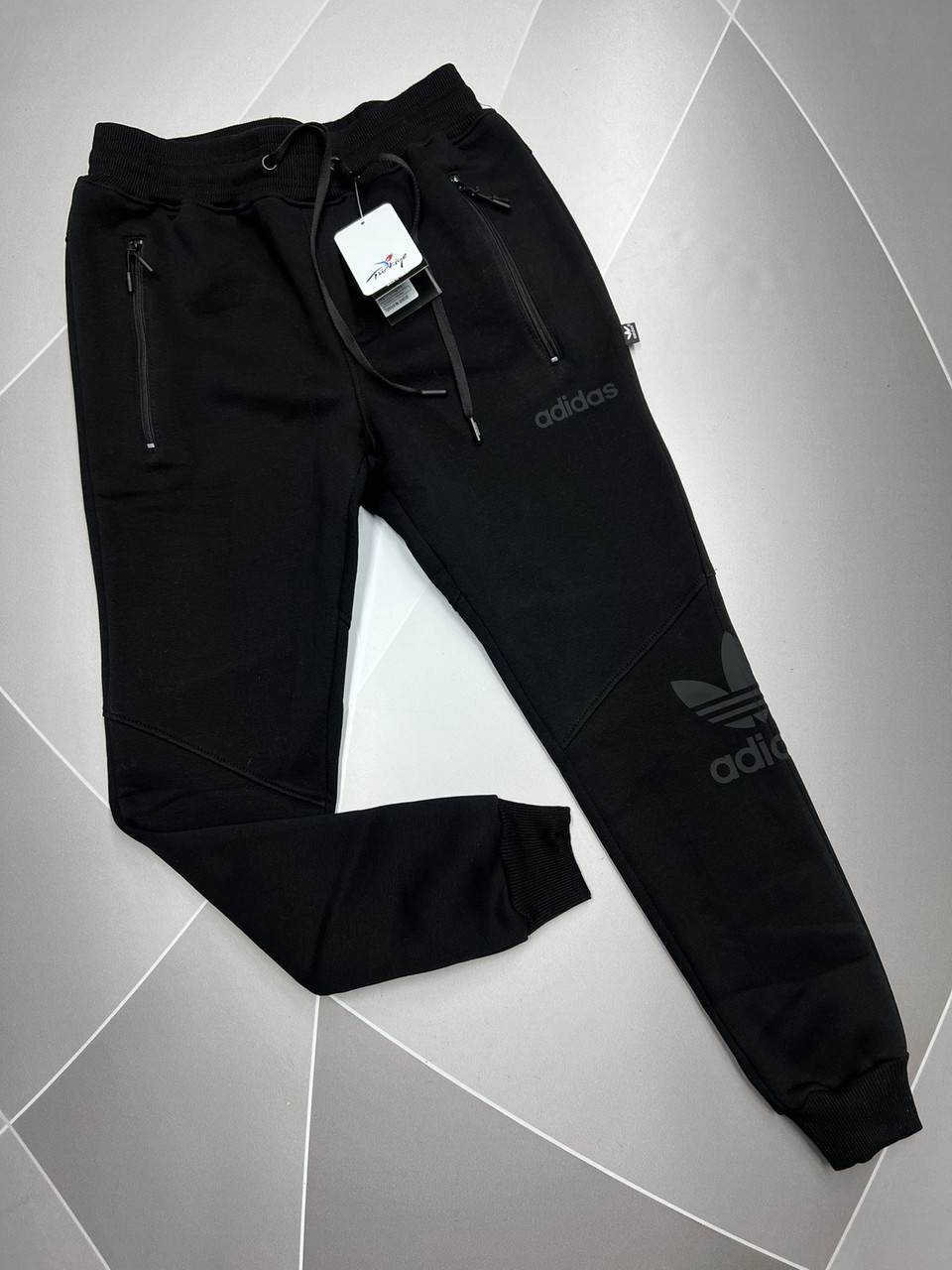 Спортивні штани теплі Adidas на флісі чоловічі S-XXL арт.1711, 50, XL, Чорний