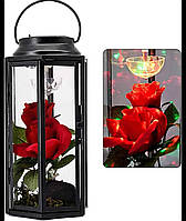 Старовинний ліхтар, чарівна троянда з обертовою кришталевою кулею, що обертається від USB/батареї, світлодіодн