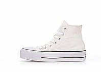 Женские повседневные кеды Converse CHUK TAYLOR High Sole White (белые) высокие кеды 14381 Конверс