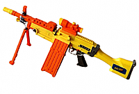 Бластер-пулемет детский на батарейках с безопасными мягкими пулями NERF Оптический прицел Желтый