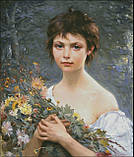 (Електронна) Схема для вишивки хрестом або петитом: "Дівчина з квітами", фото 2