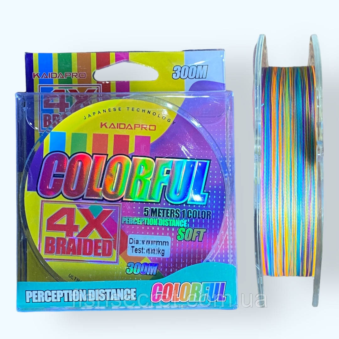 Шнур рибальський Kaida Colorful РЕ X-4 300м.