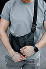 Чоловіча шкіряна сумка слінг через плече чорна Месенджер з натуральної шкіри, фото 2