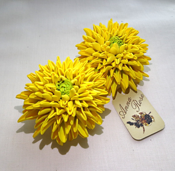 Гумка для волосся з фоамірану ручної роботи "Жовті хризантемки"-купити-в інтернет-магазині AnnaRose