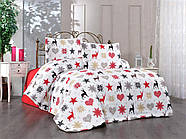 Новорічний комплект постільної білизни з фланелі ТМ Belizza сімейний розмір Happy