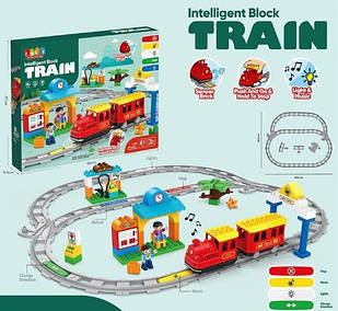 Залізна дорога-конструктор на 81 деталь, підсвічування, звукові ефекти