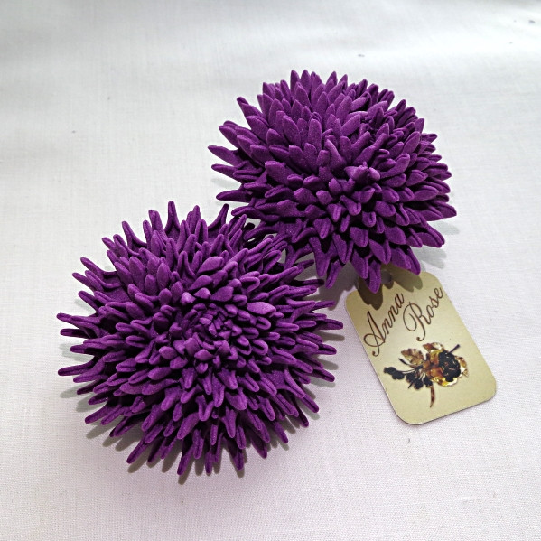 Гумка для волосся з фоамірану ручної роботи "Фіолетові хризантемки"-купити-в інтернет-магазині AnnaRose