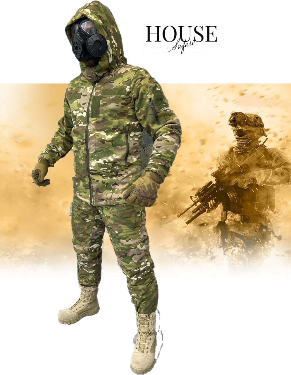 Зимовий тактичний костюм на синтепоні Accord, камуфляж мультикам, HSafari, розмір М
