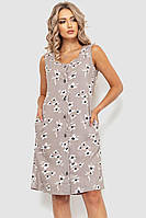 Платье-халат женский с цветочным принтом на пуговицах, цвет мокко, 102R349