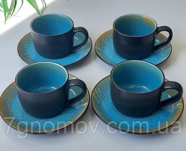 Кавовий набір на 4 персони бірюзовий Голандія по 200 мл