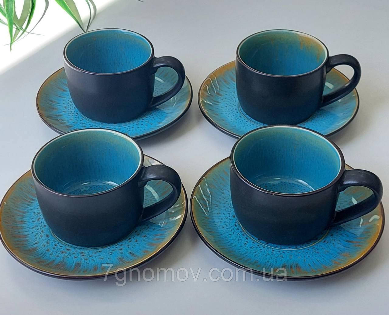 Кавовий набір на 4 персони бірюзовий Голандія по 200 мл