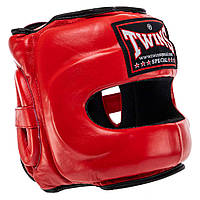 Шлем боксерский кожаный с бампером Twins Steel Frame 0573 размер L Red