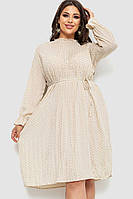 Платье шифоновое  свободного кроя, цвет светло-бежевый, 204R701-1