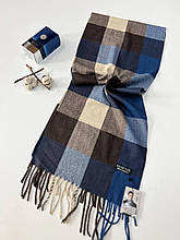 Чоловічий кашеміровий шарф Олівер клітина 180*35 см синій/коричневий