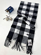 Чоловічий кашеміровий шарф Олівер клітина 180*35 см чорно-білий