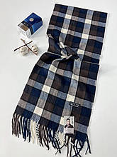 Чоловічий кашеміровий шарф Олівер дрібна клітина 180*35 см синій