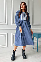 Стильное вельветовое платье миди с кружевом 44-52 размеры разные цвета