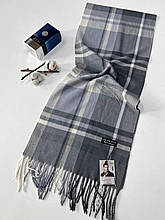 Чоловічий кашеміровий шарф Олівер у клітину 180*35 см сірий