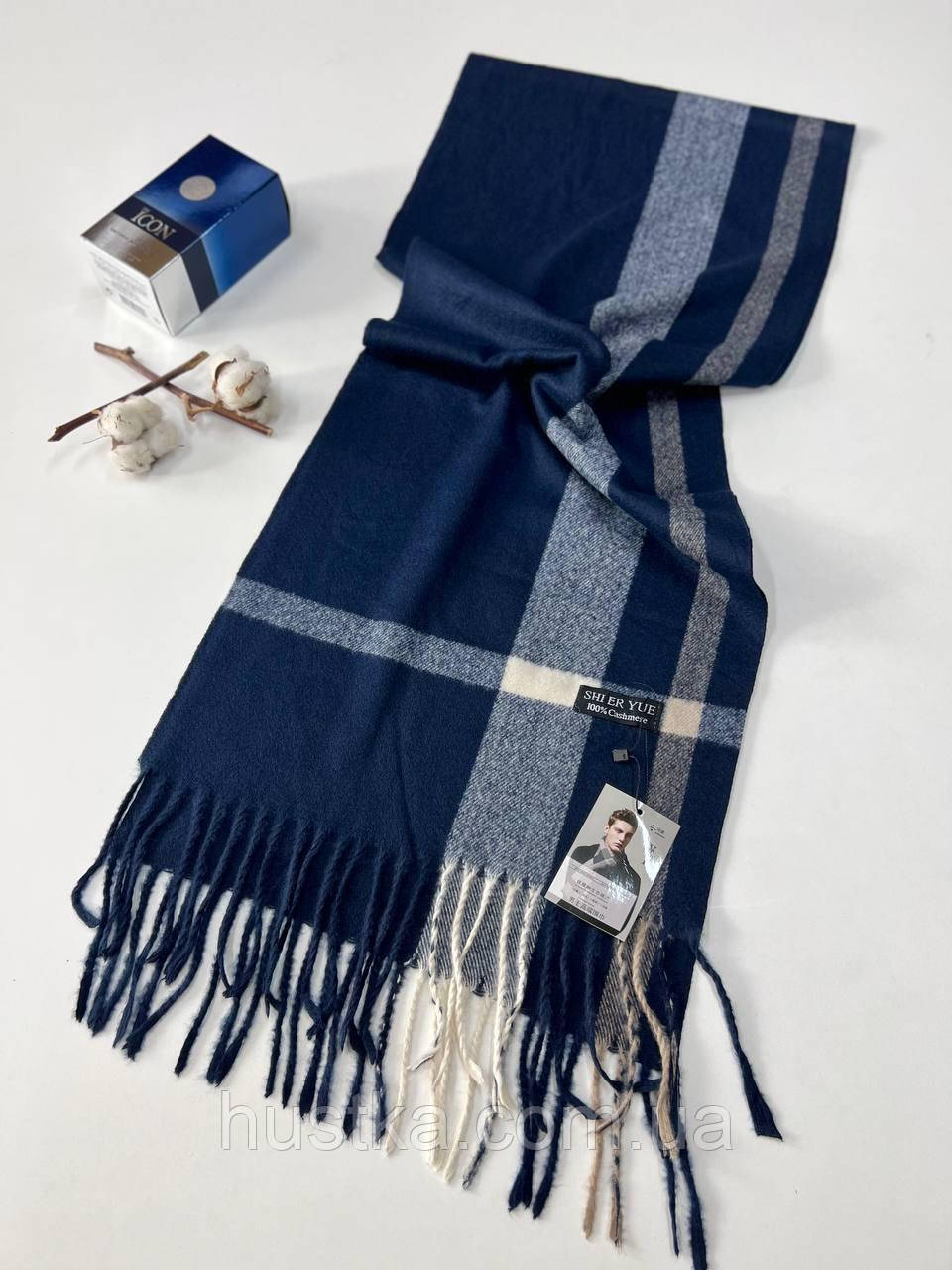 Чоловічий кашеміровий шарф Олівер 180*35 см синій