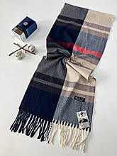 Чоловічий кашеміровий шарф Олівер 180*35 см синій/бежевий