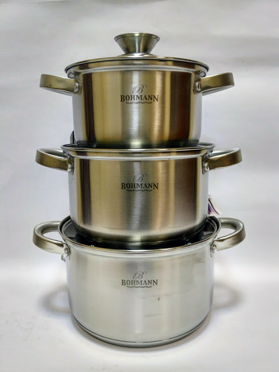 Набір каструль Bohmann BH-0516, 6 предметів нержавіюча сталь, для індукції