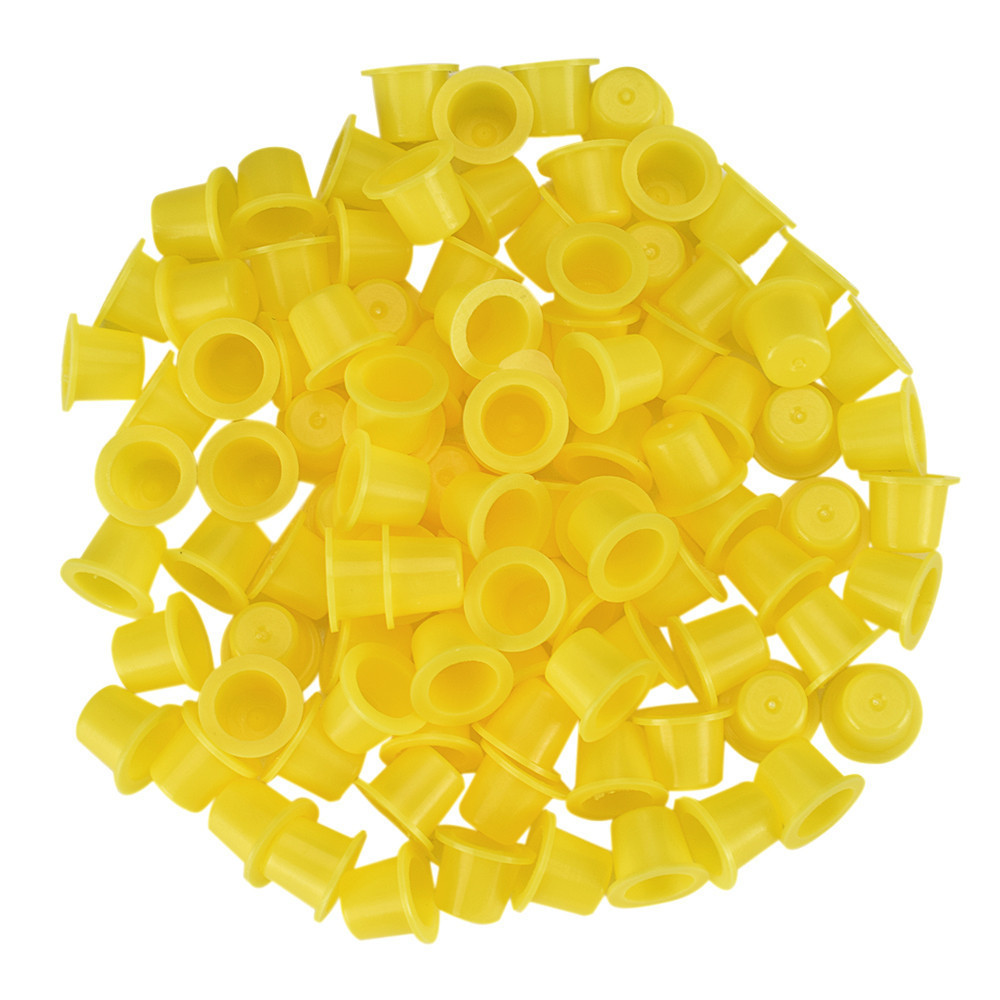 Ковпачки (капси) для пігментів, розмір S, жовті, 100 шт.