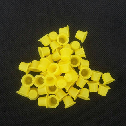 Ковпачки (капси) для пігментів, розмір S, жовті, 100 шт., фото 2