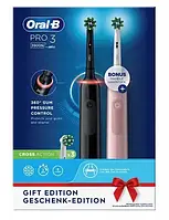 Набор электрических зубных щеток Braun Oral-B Pro 3 3900 Cross Action Black+Pink + насадка Б3994-б