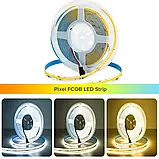 Світлодіодна стрічка хвиля, що біжить COB 24V 12W 1250Lm IP20 10мм 3000K, фото 4