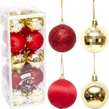 Набір куль 20шт D5см WRB23-6090 Червоний/Золото MZOPT, фото 1