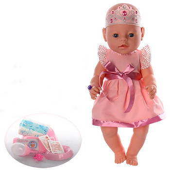 Інтерактивна лялька-пупс 42 см з аксесуарами та ніжною рожевою сукнею для дівчинки Малятко BL018B-S-UA