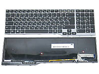 Клавіатура для Fujitsu Lifebook E753, E754, E756, E554, E556, CP629312-03 (RU Black, Gray Frame з підсвічуванням).