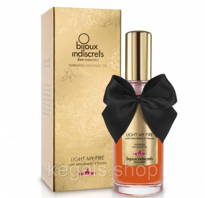 Зігріваюча масажна олія LIGHT MY FIRE, 100 мл. суниця з медом Bijoux Cosmetiques (Іспанія), фото 1
