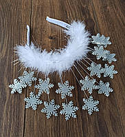 Новорічний обруч зі срібними сніжинками для дівчаток. Корона сніжинки, корона для Снігуроньки, Сніжної королев