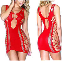 Сетчатое сексуальное женское мини-платье, эротическое белье красного цвета