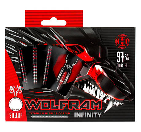 Дротики дартс із вольфраму Wolfram Infinity 97% Harrows Англія 22 грами, фото 1
