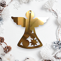 Зеркальная Елочная Игрушка "Ангел" Новогодняя Украшение на Ёлку из Полистирола, 7 см Золото