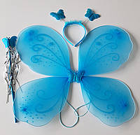 Крылья феи набор (крылья, палочка, обруч) Fashion (40Х40) Голубые (КПН-005)