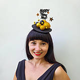 Яскравий новорічний обруч з золотими кульками та зірками для дорослих, фото 2