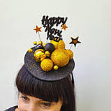 Яскравий новорічний обруч з золотими кульками та зірками для дорослих, фото 3