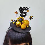 Яскравий новорічний обруч з золотими кульками та зірками для дорослих, фото 4