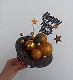 Яскравий новорічний обруч з золотими кульками та зірками для дорослих, фото 6