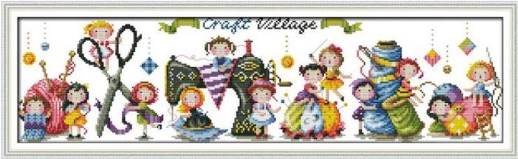 Набір для вишивання за нанесеною на канву схемою "6 Cuties 1". AIDA 14CT printed 62*21 см